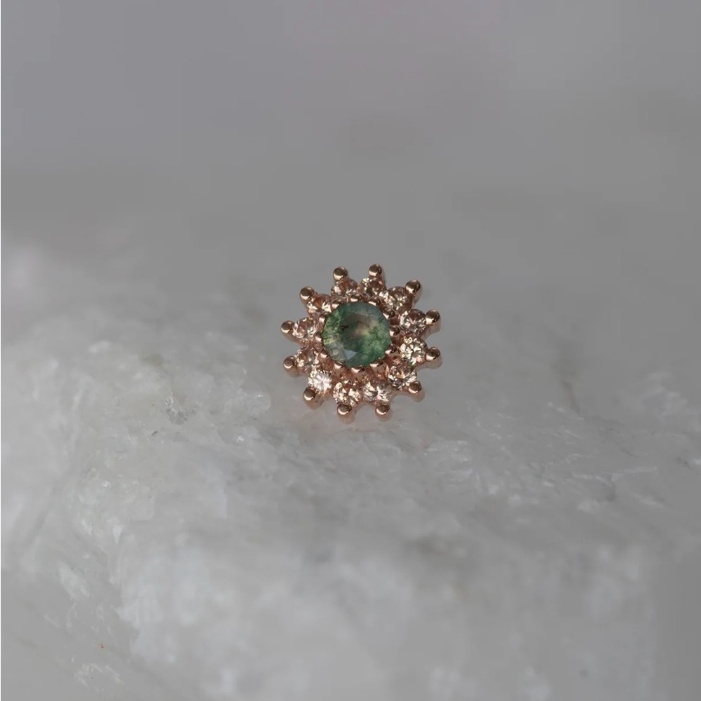 2 BVLA The Rose with Moss Agate and Champagne Sapphire Threadless Ends - Picture 3 of 4